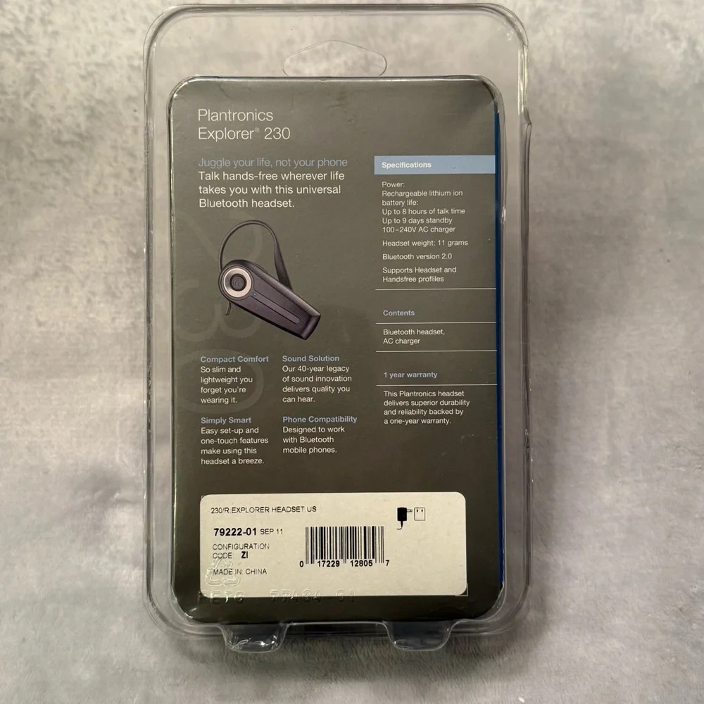 Plantronics Explorer 230 Black Ear Hook Bluetooth Headset